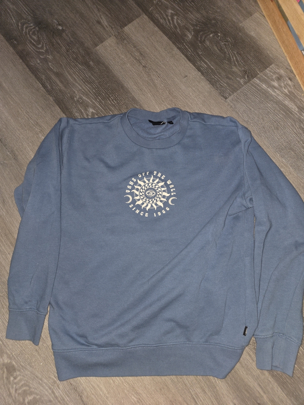 Vans Light Blue Crewneck Tee with White Sun Graphic